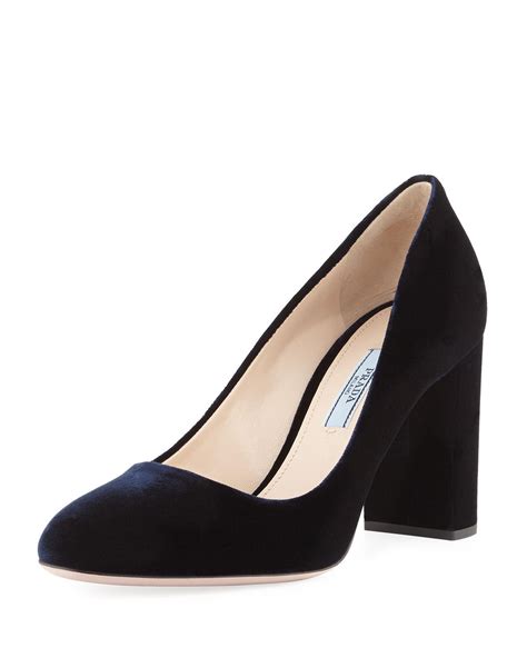 prada blue velvet heels|black Prada heels.